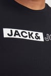 Jack & Jones Plus Jjecorp Büyük Beden % 100 Pamuk Slim Fit Bisiklet Yaka Erkek T Shirt 12243630 SİYAH