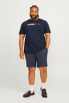 Jack & Jones Plus Jjecorp Büyük Beden % 100 Pamuk Slim Fit Bisiklet Yaka Erkek T Shirt 12243630 LACİVERT