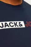 Jack & Jones Plus Jjecorp Büyük Beden % 100 Pamuk Slim Fit Bisiklet Yaka Erkek T Shirt 12243630 LACİVERT