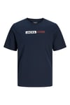 Jack & Jones Plus Jjecorp Büyük Beden % 100 Pamuk Slim Fit Bisiklet Yaka Erkek T Shirt 12243630 LACİVERT