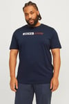 Jack & Jones Plus Jjecorp Büyük Beden % 100 Pamuk Slim Fit Bisiklet Yaka Erkek T Shirt 12243630 LACİVERT
