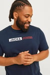 Jack & Jones Plus Jjecorp Büyük Beden % 100 Pamuk Slim Fit Bisiklet Yaka Erkek T Shirt 12243630 LACİVERT