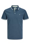 Jack & Jones Plus Jjepaulos Logolu Pamuklu Büyük Beden Düğmeli Erkek Polo Yaka T Shirt 12143859 İNDİGO