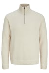 Jack & Jones Premium Jprbluchrister Pamuklu Regular Fit Yarım Fermuarlı Dik Yaka Erkek Kazak 12259644 BEJ