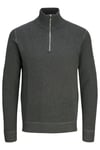Jack & Jones Premium Jprbluchrister Pamuklu Regular Fit Yarım Fermuarlı Dik Yaka Erkek Kazak 12259644 KOYU GRİ