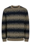 Jack & Jones Premium Jprvillex Pamuklu Bisiklet Yaka Örme Erkek Kazak 12278345 VİZON-SİYAH