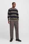 Jack & Jones Premium Jprvillex Pamuklu Bisiklet Yaka Örme Erkek Kazak 12278345 VİZON-SİYAH