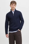 Jack & JonesJjpannel Pamuk Karışımlı Regular Fit Yarım Fermuarlı Dik Yaka Erkek Kazak 12278919 LACİVERT