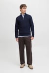 Jack & JonesJjpannel Pamuk Karışımlı Regular Fit Yarım Fermuarlı Dik Yaka Erkek Kazak 12278919 LACİVERT