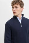 Jack & JonesJjpannel Pamuk Karışımlı Regular Fit Yarım Fermuarlı Dik Yaka Erkek Kazak 12278919 LACİVERT