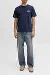 Jjbrandon Pamuklu Regular Fit Logolu Bisiklet Yaka Erkek T Shirt 12288113 LACİVERT