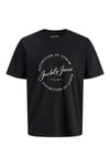 Jjgrayson Pamuklu Relaxed Fit Baskılı Bisiklet Yaka Erkek T Shirt 12288377 SİYAH