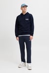 Jjmakoto Pamuk Karışımlı Regular Fit Baskılı Kapüşon Yaka Erkek Sweat 12278606 KOYU LACIVERT