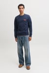 Jjrush Pamuklu Bisiklet Yaka Erkek Sweat 12298426 LACİVERT