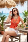 Kalın Askılı V Yaka Kadın Bluz 5864384 NAR ÇİÇEĞİ