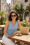 Kalın Askılı V Yaka Kadın Bluz 5864384 BEBE MAVİ