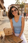 Kalın Askılı V Yaka Kadın Bluz 5864384 BEBE MAVİ