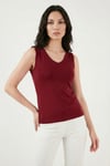 Kalın Askılı V Yaka Kadın Bluz 5864384 BORDO