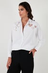 Kalp Detaylı % 100 Pamuk Regular Fit Kadın Gömlek 51443511 BEYAZ