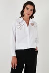Kalp Detaylı % 100 Pamuk Regular Fit Kadın Gömlek 51443511 BEYAZ