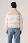 Kapitoneli Regular Fit Dik Yaka Kadın Mont 003FV-0000 Beyaz-Taş