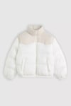 Kapitoneli Regular Fit Dik Yaka Kadın Mont 003FV-0000 Beyaz-Taş