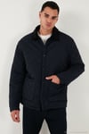 Kapitoneli Regular Fit Kadife Detaylı Erkek Mont 497LEROY LACİVERT