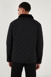 Kapitoneli Regular Fit Kadife Detaylı Erkek Mont 497LEROY SİYAH