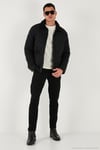 Kapitoneli Regular Fit Kadife Detaylı Erkek Mont 497LEROY SİYAH