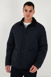 Kapitoneli Regular Fit Kadife Detaylı Erkek Mont 497LEROY LACİVERT