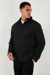 Kapitoneli Regular Fit Kadife Detaylı Erkek Mont 497LEROY SİYAH