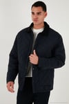 Kapitoneli Regular Fit Kadife Detaylı Erkek Mont 497LEROY LACİVERT