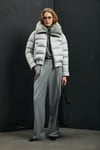 Kapitoneli Relaxed Tüylü Yaka Fit Kadın Mont 122120041 GRİ