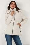 Kapitoneli Slim Fit Çıkarılabilir Kapüşonlu Kadın Mont 497MARA TAŞ