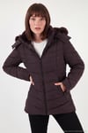 Kapitoneli Slim Fit Çıkarılabilir Kapüşonlu Kadın Mont 497MARA MÜRDÜM