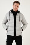 Kapüşonlu Cepli Slim Fit Şişme Erkek Mont 6490001 TAŞ