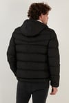 Kapüşonlu Cepli Slim Fit Şişme Erkek Mont 6490001 SİYAH