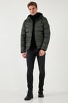 Kapüşonlu Cepli Slim Fit Şişme Erkek Mont 6490001 HAKİ
