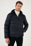 Kapüşonlu Cepli Slim Fit Şişme Erkek Mont 6490001 LACİVERT