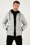 Kapüşonlu Cepli Slim Fit Şişme Erkek Mont 6490001 TAŞ