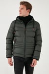 Kapüşonlu Cepli Slim Fit Şişme Erkek Mont 6490001 HAKİ