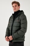 Kapüşonlu Cepli Slim Fit Şişme Erkek Mont 6490001 HAKİ
