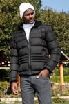 Kapüşonlu Cepli Slim Fit Şişme Erkek Mont 6490001 SİYAH