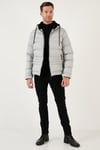 Kapüşonlu Cepli Slim Fit Şişme Erkek Mont 6490001 TAŞ
