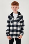 Kapüşonlu Çift Cepli Ekoseli Oduncu Erkek Çocuk Gömlek CF25W81787 LACİVERT