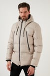 Kapüşonlu Suya ve Rüzgara Dayanıklı Soğuk Geçirmez Slim Fit Erkek Mont 5717101 TAŞ