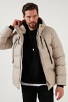 Kapüşonlu Suya ve Rüzgara Dayanıklı Soğuk Geçirmez Slim Fit Erkek Mont 5717101 TAŞ