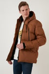 Kapüşonlu Suya ve Rüzgara Dayanıklı Soğuk Geçirmez Slim Fit Erkek Mont 5717101 TABA