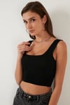 Kare Yaka Kalın Askılı Crop Kadın Atlet 6071482 SİYAH