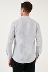 Kareli Pamuk Karışımlı Düğmeli Yaka Uzun Kollu Slim Fit Erkek Gömlek CF23S7497 LACİVERT-SİYAH